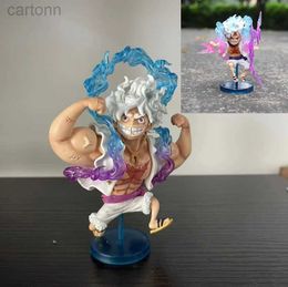 Anime Manga 2 Style10cm Mini One Piece Battle Yz Luffy Gear 5 Action Figure Nika Statue Figurine Model Doll Collection Toy Gift Kids 240401