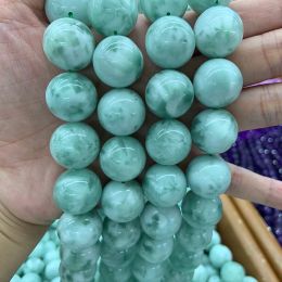 Beads 420mm Natural Angelite Beads 15'' Round Chinese Larimar DIY Loose Stone Beads For Jewellery Making Beads Women Bracelet Necklace