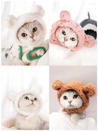 Dog Apparel Pet Accessories Warm Hat Bear Plush Head Cover Cute Cat And Small Po Headdress Fashion Supplies