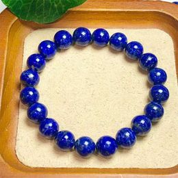 Chain Natural Azure Stone Bracelet for Men Elastic High Quality Energy Treatment Jewelry Female Boyfriend 1 piece 9mm Q240401
