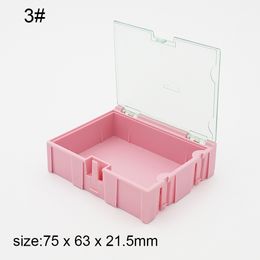 Original 3# Pink Component storage box Square IC Components Boxes SMT SMD Boxes Combination Plastic Case 100pcs