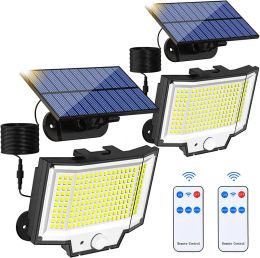 Solar Wall Lights 200led Outdoor Separate Panel Solar Powered Flood Security Lights with Remote IP65 Waterproof Street Lights LL