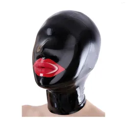 Bras Sets MONNIK Latex Mask Black Mesh Eyes And Nose Open Mouth Fetish Hood With Rear Zipper Handmade For Catsuit Cosplay Party Custome