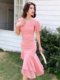 Party Dresses Fashion Summer Long Evening Dress Women Clothing Elegant Pretty Chic V-Neck Skinny Wrap Hip Midi Prom Robe Mujer Vestidos