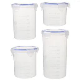 Storage Bottles 4 Pcs Crisper Set Candy Jar Milk Powder With Lid Kitchen Jars Flour Canisters Airtight Lids Seasoning Containers Pp