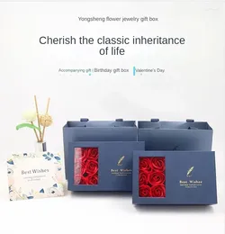 Gift Wrap Six Roses Window Box LOVE Necklace For Women Immortal Flower Jewelry Ring Earrings Pendant Organizer