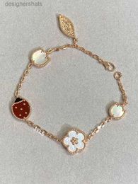 Designer Van Clover Bracelet Seven Star Ladybug Bracelet 925 Sterling Silver Plated 18k Gold Lucky Ladybug Five Flower Bracelet