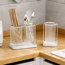 Kitchen Storage Light Luxury Single Tube Double Chopsticks Drainable Shelf Chopstick Cage Box Household