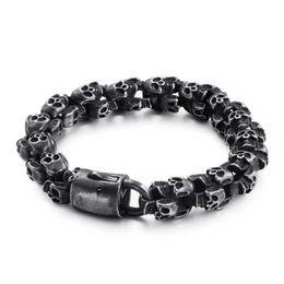 Chain Fashionable and retro cool mens full skeleton colored stainless steel multi skeleton chain bracelet jewelry Q240401
