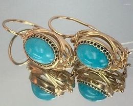 Dangle Earrings Unique Gold Colour Inlaid Blue Stone For Women Trendy Bohemian Engagement Wedding Jewellery