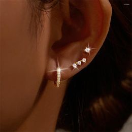 Stud Earrings CANNER 3-Piece Set Simple Zircon Stud/Hoop Combo S925 Sterling Silver Temperament Wearing Women Jewellery