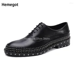 Casual Shoes Silver Rivets Genuine Leather Business Men Dress Retro Patent Oxford For Lace-Up Boots Eu Size 37-46