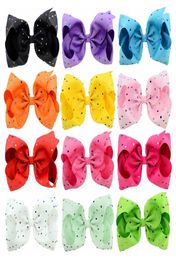 12Color 8 Inch New Children Wave Dots Colourful Rhinestone Large Ribbon Bows With Clip Boutique Bows DIY Hair Accessorises 8183804182