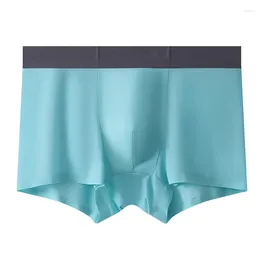 Underpants Solid Colour Traceless Ice Silk Boxer Shorts Men's U Convex Pouch Underwear Boy Breathable Panties Slim Fitting Comfortable Pants