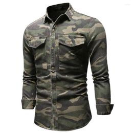 Men's Polos 2024 European And American Foreign Trade Long Sleeve Military Green Camouflage Denim Shirt Outdoor Climbing Jacket