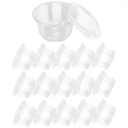 Disposable Cups Straws 50 Pcs Dessert Cup Plastic Pudding Ice Cream Bowl With Lid Containers Bowls Cake For Store