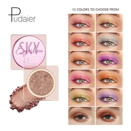 Pudaier Single Eyeshadow 12 Colours Glitter Makeup Pigments Shimmer Eyeshadow Matte Metallic Eye Shadow Cosmetics
