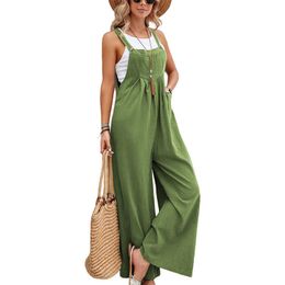 New Product Ideas 2023 Solid Casual Female Plus Size Loose Wide-leg Overalls Womens Pants