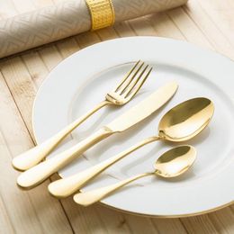 Dinnerware Sets Golden Stainless Steel Steak Knife Fork Spoon Dessert European Household Western Tableware Set