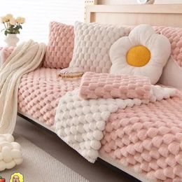 Chair Covers Winter Pink Warm Sofa Towel Thicken Plush L Corner Universal Cover Soft Non-slip Couch Cushion Living Room Home Decor Mat