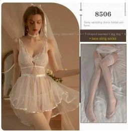 MNBA Sexy Pyjamas Adult Sexy Lingerie Womens Sexy White Short Skirt Wedding Dress Bride Uniform Temptation Passion Suit 2404101