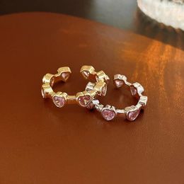 Cluster Rings DREJEW Fashion Cubic Zirconia Love Heart Patchwork Open Ring Geometry Classical Versatile Wedding Bands For Women Party Gifts