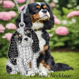 Pendant Necklaces Exquisite Cute Cavalier Dog Pendant Necklace for Women Elegant Pet Puppy Jewelry Animal Accessories Birthday Gift for Dog Lovers 240330