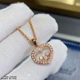 Designer Chopard Heart Necklace Jinggong Love Edge Diamond Necklace with Three Diamonds Rotating Love Double Sided Glass Necklace by Liu Tao and Yang Zi Same Style Co