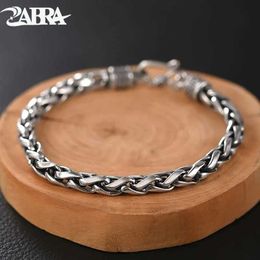 Chain ZABRA S925 Silver Keel Bracelet Mens Fashion Weaving Bracelet Hip Hop Jewelry Premium Sense 6mm Q240401