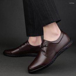 Casual Shoes Soft Sole Leather For Men Loafers Comfortable Anti-Slip Outdoor Slip-on And Lace Up Business Sneakers