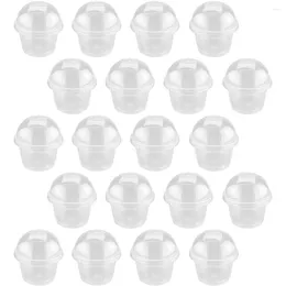 Disposable Cups Straws 50 Pcs Dessert Pudding For Store Commercial Ice Cream Balls Container With Lid Bowls