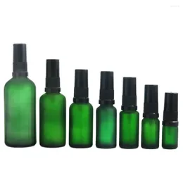 Storage Bottles 15pcs Promotion Green Frosted Glass Perfume Spray Bottle 100ml 50ml 30ml 20ml 10ml Fine Mist Sprayer High Quality