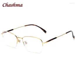 Sunglasses Frames Chashma Top Quality Eyewear Pure Titanium Glasses Men Fashion Ultra Light Eyeglass Semi Rimmed Spectacles