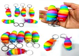 Colorful Slug Snail Keychain Caterpillar 7.5CM Toys Super Creative Car Key Chain Bag Doll Pendant Gifts2531930