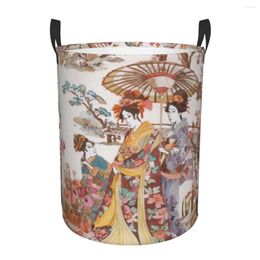 Laundry Bags Vintage Japanese Geishas Traditional Art Basket Collapsible Large Clothes Storage Bin Baby Hamper