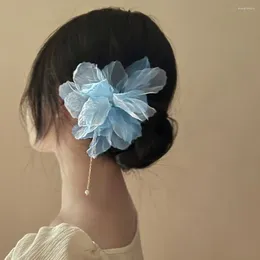 Hair Clips Retro Flower All Matching U-shaped Pearl Tassel Sticks Chinese Style Senior Sense Mesh Hairpins