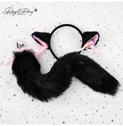 DAVYDAISY Cute Cat Ears Bell Headbands Faux Fox Tail Butt Anal Plug Cosplay Adult Sex Accessories Set Sexy Toys for Woman AC119 240315