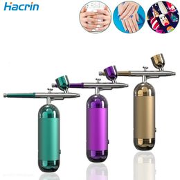 Portable Airbrush Handheld for Nails Facial Oxygen Nano Spray Gun Manicure Tattoo Art Makeup Paint Craft Cake 03mm 240322