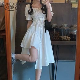 Arrivals Short Sleeve Fashion Dress Women Y2k Fairy Party Dresses Summer Midi Dress White Black Clothing Vestidos 19482 240320