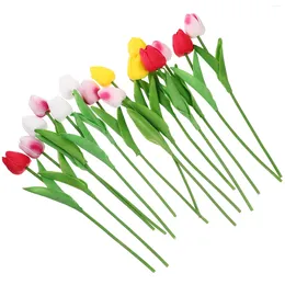 Decorative Flowers 15 PCS Simulated Tulip Tulips Artificial Decor Bouquet Emulation Adorn Wedding Pu Bride Plant