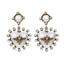 Dangle Earrings Korean Style Vintage Animal Bee Designer Pearl Drop Jewelry For Women Fashion