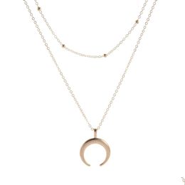 Pendant Necklaces Fashion Jewelry Bohemian Double Angle Necklace Gold Plated Layered Womens Clavicle Drop Delivery Ot04H