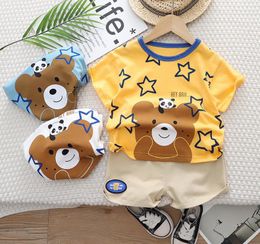 kids designer clothes baby boy Clothing Sets summer short sleeve Cartoon cute bear t shirt shorts set