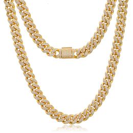 Drop Shipping 12Mm Sterling Sier AAAAA Cubic Zirconia Diamond Miami Cuban Link Chain Necklace