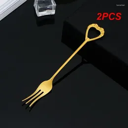 Spoons 2PCS 304 Stainless Steel Dessert Kitchen Tableware Forks Travel Cutlery Spoon Set Cake Coffee Honey Soup Stirring