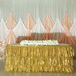 Table Skirt 1 Piece Shiny Sequin Gold 10ft L 30 Inch H For Wedding Decoration