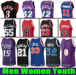 star uniforms Men Kids Jersey Larry Bird Vince Carter Allen Iverson Michael McGrady Hardaway Rodman youth Boys children Mj Retro Basketball Jerseys