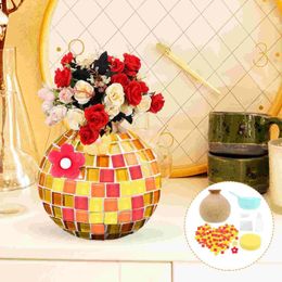 Vases Mosaic Vase For Desktop DIY Home Decor Decorations Dried Flower Container Glass Parent-child