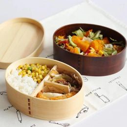 Dinnerware Japanese Bento Box Wooden Sushi Tableware Bowl Candy Snack With Lid Restaurant Home And School Lunch Accessories