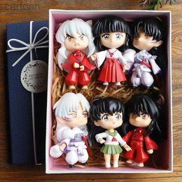 Anime Manga 6Pcs Inuyasha Q Version Figure Model Toy cute Sesshoumaru Higurashi Kagome Pvc Doll Desktop decorations Childrens gifts 240401